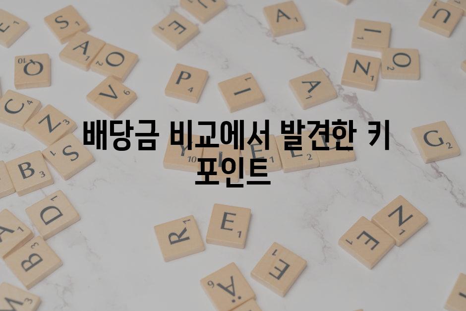  배당금 비교에서 발견한 키 포인트