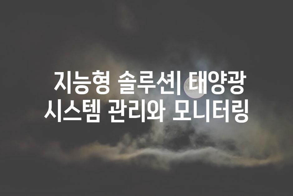  지능형 솔루션| 태양광 시스템 관리와 모니터링