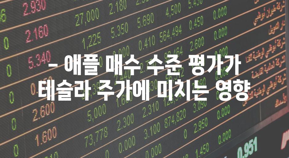 - 애플 매수 수준 평가가 테슬라 주가에 미치는 영향