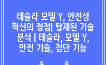 테슬라 모델 Y, 안전성 혁신의 정점| 탑재된 기술 분석 | 테슬라, 모델 Y, 안전 기술, 첨단 기능