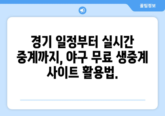 야구 무료 생중계 사이트 추천| 열정의 현장을 생생하게! | PC, 모바일, TV 시청 가능