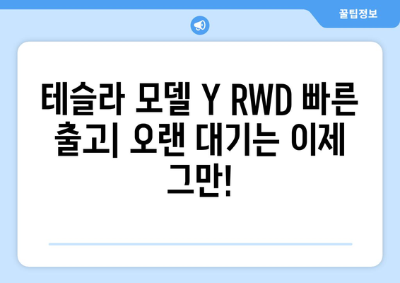 테슬라 모델 Y RWD 빠른 출고| 오랜 대기는 이제 그만! | 테슬라, 모델 Y, RWD, 빠른 출고, 대기 시간