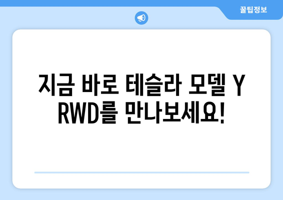 테슬라 모델 Y RWD 빠른 출고| 오랜 대기는 이제 그만! | 테슬라, 모델 Y, RWD, 빠른 출고, 대기 시간