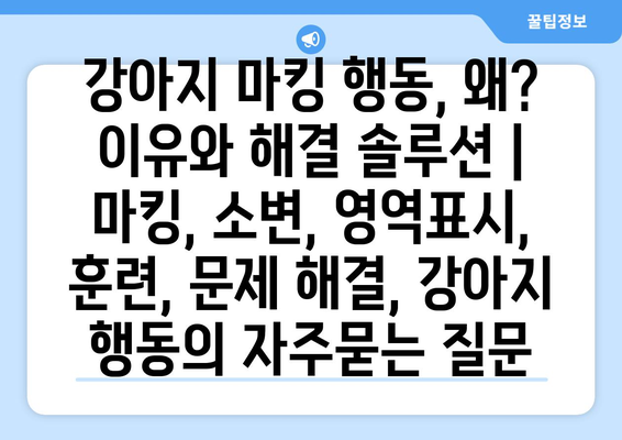 강아지 마킹 행동, 왜? 이유와 해결 솔루션 | 마킹, 소변, 영역표시, 훈련, 문제 해결, 강아지 행동