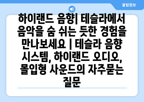 하이랜드 음향| 테슬라에서 음악을 숨 쉬는 듯한 경험을 만나보세요 | 테슬라 음향 시스템, 하이랜드 오디오, 몰입형 사운드