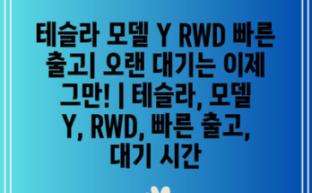 테슬라 모델 Y RWD 빠른 출고| 오랜 대기는 이제 그만! | 테슬라, 모델 Y, RWD, 빠른 출고, 대기 시간