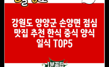 강원도 양양군 손양면 점심 맛집 추천 한식 중식 양식 일식 TOP5