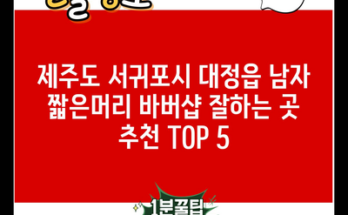 제주도 서귀포시 대정읍 남자 짧은머리 바버샵 잘하는 곳 추천 TOP 5