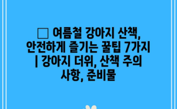 🐶 여름철 강아지 산책, 안전하게 즐기는 꿀팁 7가지 | 강아지 더위, 산책 주의 사항, 준비물