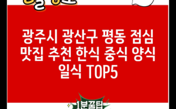 광주시 광산구 평동 점심 맛집 추천 한식 중식 양식 일식 TOP5