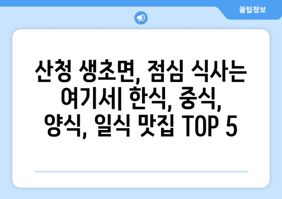 경상남도 산청군 생초면 점심 맛집 추천 한식 중식 양식 일식 TOP5