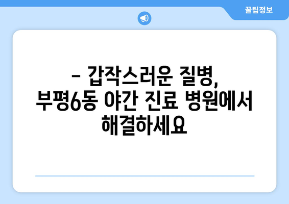 인천시 부평구 부평6동 일요일 휴일 공휴일 야간 진료병원 리스트