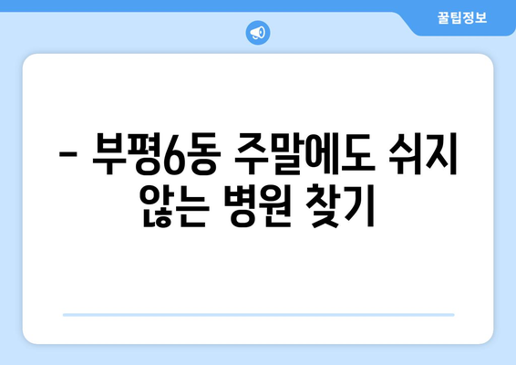 인천시 부평구 부평6동 일요일 휴일 공휴일 야간 진료병원 리스트