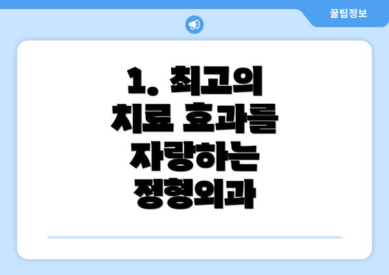 1. 최고의 치료 효과를 자랑하는 정형외과