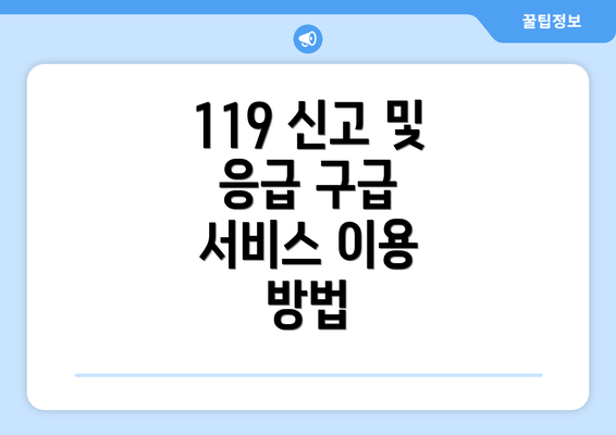 119 신고 및 응급 구급 서비스 이용 방법