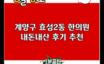 계양구 효성2동 한의원 내돈내산 후기 추천