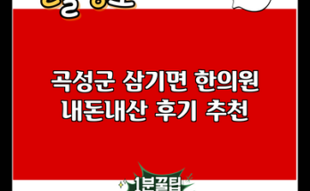 곡성군 삼기면 한의원 내돈내산 후기 추천