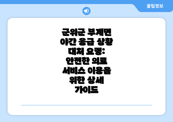 군위군 부계면 야간 응급 상황 대처 요령: 안전한 의료 서비스 이용을 위한 상세 가이드