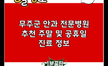 무주군 안과 전문병원 추천 주말 및 공휴일 진료 정보