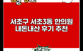 서초구 서초3동 한의원 내돈내산 후기 추천