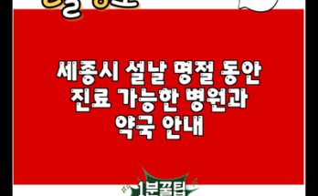 세종시 설날 명절 동안 진료 가능한 병원과 약국 안내