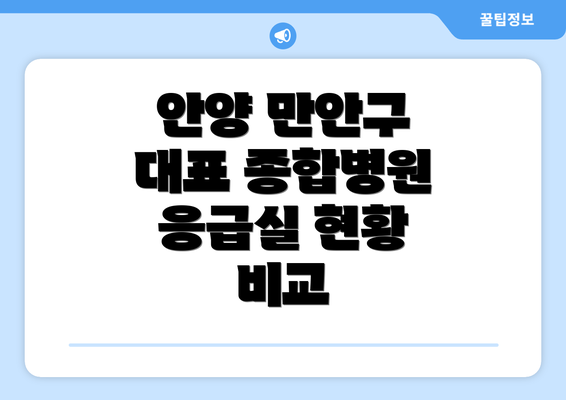 안양 만안구 대표 종합병원 응급실 현황 비교