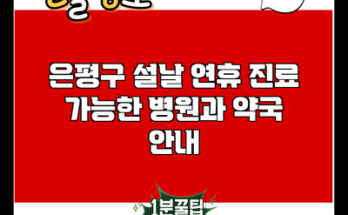 은평구 설날 연휴 진료 가능한 병원과 약국 안내