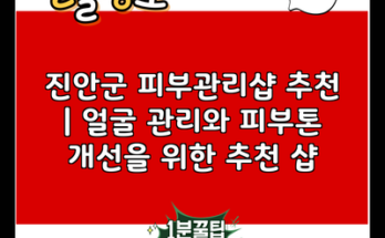 진안군 피부관리샵 추천 | 얼굴 관리와 피부톤 개선을 위한 추천 샵