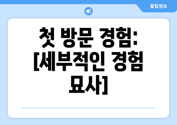 첫 방문 경험: [세부적인 경험 묘사]